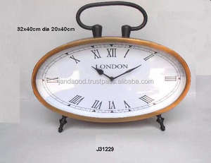 Reloj de Mesa de Metal Estilo Vintage, Forma Ovalada y Acabado Antiguo de Latón, Decoración para el Hogar, para Sala de Estar - Product Image 3