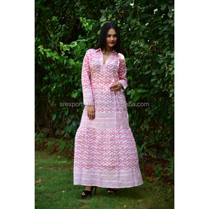 ดีไซเนอร์ชุดเดรสยาวฝ้ายแขนยาวพิมพ์ลาย,ชุดเดรสราตรีแขนยาวสำหรับใส่ไปงานปาร์ตี้ - Product Image 1