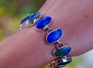 ชุด Azurite Diopside ของแท้ที่น่าทึ่งในสร้อยข้อมือเงินแท้925 - Product Image 3