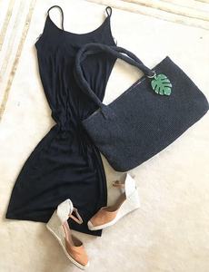 Black Raffia Clutch <b>Bag</b> for Lady - Product Image 5