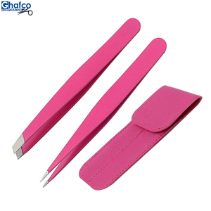 แหนบปลายคิ้วหนังสีชมพูสำหรับการต่อขนตา - Product Image 1