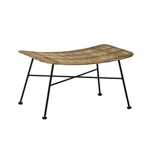 Banc en rotin naturel moderne avec pieds en fer pour salon, villa, hôtel et restaurant - Meubles de loisirs pour repas en plein air - Product Image 1