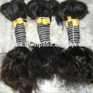 Extensions de cheveux humains en vrac vierges bruts non transformés de haute qualité couleur brun ondulé naturel/noir vente en gros d'origine indienne - Product Image 2