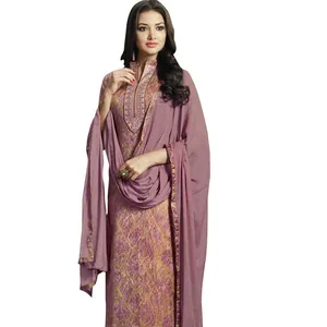 Eleganza custom Regular Wear abito non cucito materiale Salwar kameez con Chiffon Dupatta per abbigliamento etnico da donna