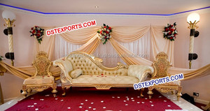 Asian Wedding Modern Treated Wood Durable Sofa <b>Set</b> with Stools Customized Color & Size Wedding Furniture - Product Image 5