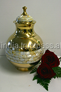 Gold & Black Brass <b>Funeral</b> Urns by Brassworld India <b>Funeral</b> <b>SUpplies</b> - Product Image 3