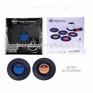 Manufacture Kitchenware Custom Logo Soft <b>Silicone</b> PVC Retro Vinyl CD Records <b>Coaster</b> - Product Image 6