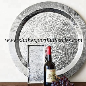 Bandeja plateada para servir comida con bordado pintado a mano con asas para decoración de fiestas de boda y festivales - Product Image 4
