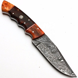 Cuchillo de caza de acero de Damasco personalizado hecho a mano con mango de madera cuchillo de supervivencia DIY soporte OEM - Product Image 1