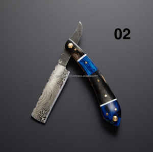 Cuchillas de afeitar rectas de acero damasco para hombre, manijas de madera para salón de barbería, cortadas en la garganta, novedad de 2019 - Product Image 1
