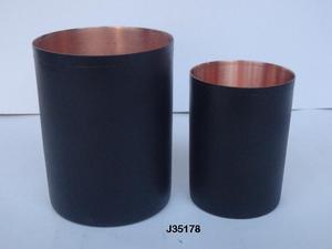 Florero de cobre con pulido de espejo con acabado negro de estera y Borde superior en polaco decoración del hogar recipiente de vela de Metal - Product Image 6