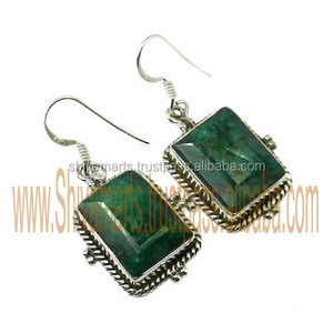 ต่างหูห้อยทรงหยดน้ำทำมือจากเงินแท้ 925 ชุบทองคำขาว ประดับพลอยมรกตสีเขียวธรรมชาติสวยงาม สไตล์วินเทจ เหมาะสำหรับงานปาร์ตี้ - Product Image 2