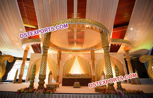 Roshni Mandap Fiber Golden Dulhan Mandap for <b>Wedding</b> Six Pillars Golden Fiber <b>Wedding</b> Mandap Hindu <b>Wedding</b> Mandap Decor USA - Product Image 6