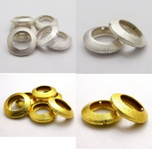 Cuentas de metal redondo chapadas en plata Accesorios y componentes de joyería cepillada - Product Image 4