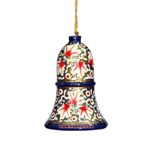 Adornos de campana de Navidad de madera pintada a mano, adornos a granel, Aqua blue - Product Image 1