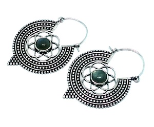 Pendientes de aro de labradorita chapados en plata de estilo bohemio para mujer, regalo de piedras preciosas naturales a la moda para mujer - Product Image 2