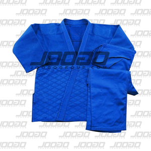 Fabricación de uniformes de Judo de 350 gramos para Hombre, Mujer y Niño Color Blanco y Azul Con Cinturón 100% Algodón - Product Image 1
