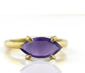 Prong Set 5x10mm Taille Marquise Améthyste Pierres Précieuses Bague-Anneau Pour Les Femmes - Product Image 1