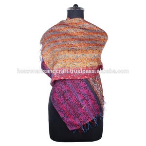 Écharpe Kantha en soie faite à la main style vintage Écharpe tendance pour filles SC1221 Écharpe Kantha vintage cousue à la main en coton Allover - Product Image 2
