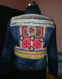 Veste en jean style bohème personnalisée avec broderie pour femme, robe de fête bohème de Noël, veste en jean Banjara pour femme et homme - Product Image 1