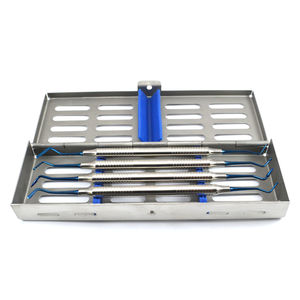 Juego de 4 instrumentos de llenado compuesto dental manual con punta azul Cassette de acero inoxidable Equipo de limpieza y llenado de dientes - Product Image 3