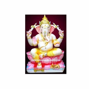 รูปปั้นพระพิฆเนศหินอ่อนมาครานาสีขาว - Product Image 1