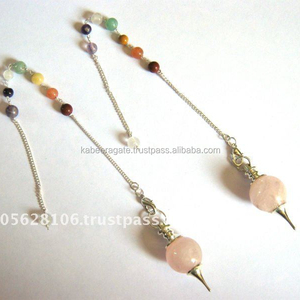 Péndulo de Bola al por Mayor: Péndulo de Bola de Cuarzo Rosa con Cadena de Chakras - Product Image 1