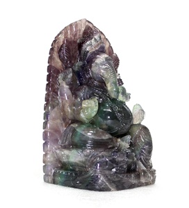 Fabriqué à la main belle Statue en pierre de Ganesha pierre précieuse naturelle Fluorite décor à la maison sculpture Figurine acheter Bracelet à motifs - Product Image 2