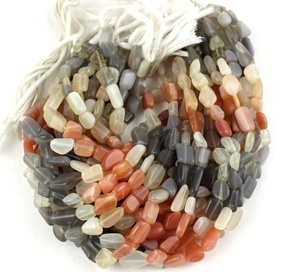 Naturel Multi Moonstone Lisse Nuggets Perles Coloré Pierres Précieuses Faire Belle Bijoux Faits Main En Gros - Product Image 1