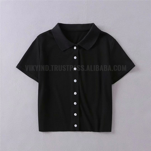 Haut court Vintage à manches courtes pour femmes, Top Sexy de couleur unie pour femmes, t-shirt de Viky Industries - Product Image 5