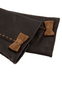 Guantes de carreras elegantes para mujer de primera calidad Piel de oveja con Detalle de lazo delicado Mezcla sofisticada atemporal - Product Image 2