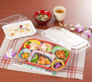 6 Compartment Japanese Lunch Boxes Disposable Food Container Delivery Restaurant to Go Plastic Takeaway Box <b>Microwavable</b> - Product Image 2