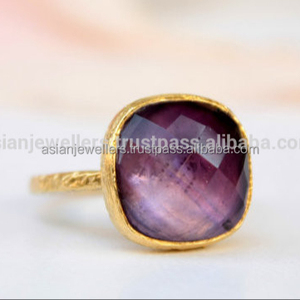 <b>Amethyst</b> Quartz gemstone sterling Silver dainty <b>Ring</b> <b>Gold</b> vermeil jewelry - Product Image 1
