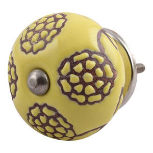 Boutons en céramique pour enfants, poignées jaunes à trou unique, placard de cuisine, poignées de commode florale, tiroirs 3.81 cm, nouveau Design CK-1375, vente en gros - Product Image 1