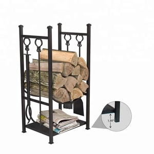 Oniya – bac à bûches en acier pour magasin de bois de chauffage, accessoires de cheminée avec <span class=keywords><strong>4</strong></span> outils - Product Image 1