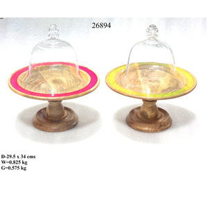 Natural Bulk Selling Eco Friendly Cheese Holder Acacia Cheese Board With Glass Dome at Wholesale Price - Product Image 5