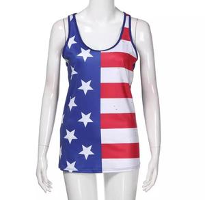 2025 venta al por mayor cuello de mujer suelto fuera del hombro manga corta bandera estampado Casual ocio señora camiseta sin mangas hecha en Bangladesh - Product Image 2