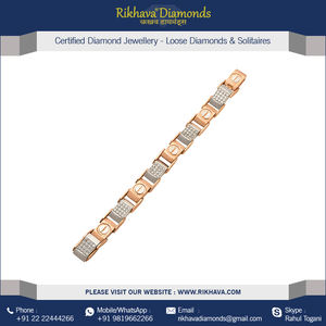 Mens <b>Rose</b> White <b>Gold</b> Charm Diamond <b>Bracelet</b> From India - Product Image 3