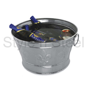 Round Party Tub Metal Ice Wine Champagne Bucket Stainless Steel Round Beverage Tub with Handles at Wholesale Price - Product Image 1