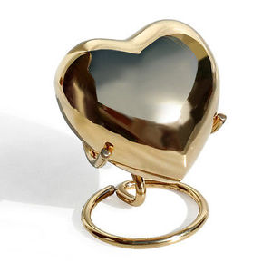 Small Brass Golden Heart Shaped Keepsake Cremation Urn <b>Funeral</b> <b>Supplies</b> - Product Image 1