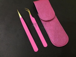 Pince à épiler d'extension de cils de botte de Volume L russe en acier inoxydable or rose - Product Image 4