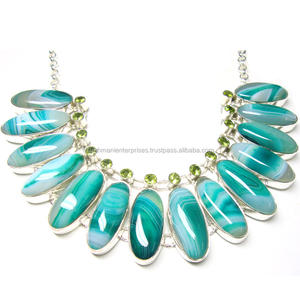 Collier en argent d'agate du Botswana, collier de conception célèbre - Product Image 1