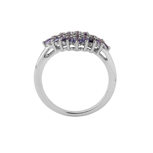 Alta calidad 925 Plata 2mm facetado redondo brillante tanzanita estilo Punk compromiso anillo de piedras preciosas diseño No. 36442 - Product Image 3