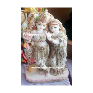 Murti de Radha Krishna Ji en marbre Antique, style européen - Product Image 1