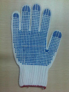 ถุงมือผ้าฝ้ายถักกันลื่นกันความร้อนมีจุดสีขาวทำจากพีวีซีมีวัตถุประสงค์ทั่วไปก่อสร้างใช้งานกลางแจ้ง - Product Image 3