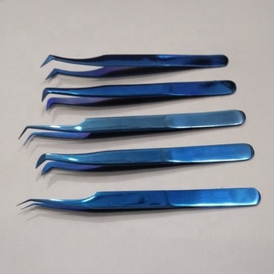 Pince à épiler à volume de plasma bleu Outil d'extension de cils à volume russe avec matériau en acier inoxydable à pointe pointue - Product Image 1