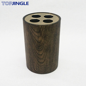 Cylindrical Design Oak Toothbrush Holder with Movable Lid - Product Image 3