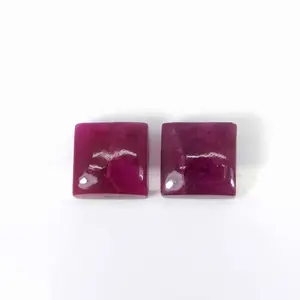 Ruby Ropada 10x10mm Square Cabochon Pair Gemstone For Jewelry