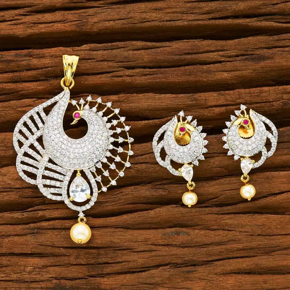 American diamond peacock design pendant set manufacturers and wholesalers in India, UK, & USA, wholesale fashion india - 55923