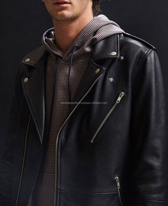 Veste en cuir de moto d'agneau de haute qualité très vendue avec fermeture éclair pour hommes - Product Image 1